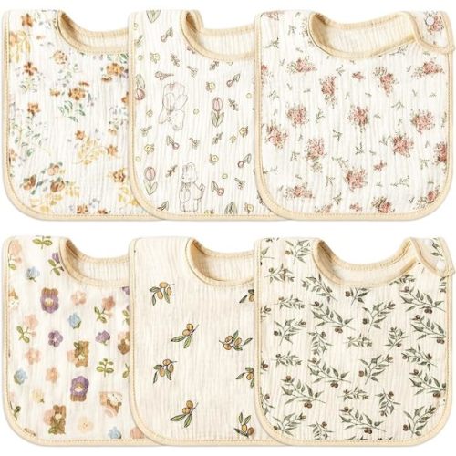 Zainpe  Muslin Cotton Baby Bibs - 6 pieces