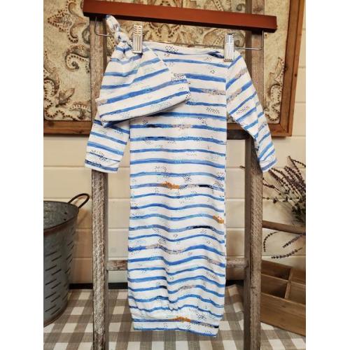 Baby Gown - Iguana Stripe - DBC Baby Bedding Co