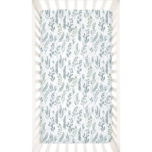 DILIMI Crib Sheet Fitted Crib Sheets for Baby Boys Girls, Ultra-Soft Cotton Blend Baby Sheet Fits Standard Crib and Toddler Mattress, Green Leaf