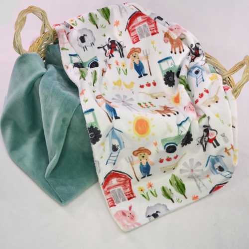 Personalized Farmer Minky Baby Blanket, Farm Animal Crib Blanket, Farm Minky Toddler Blanket