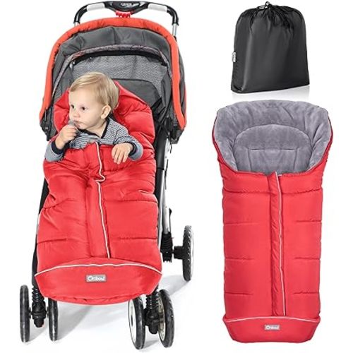 Orzbow Warm Bunting Bag Universal,Stroller Sleeping Bag Cold Weather,Waterproof Toddler Footmuff(Red,Large)