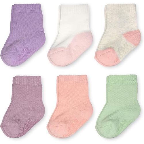 Fruit of the Loom All Weather Baby & Toddler Socks - Cotton Crew Socks with Grips for Boys, Girls and Unisex