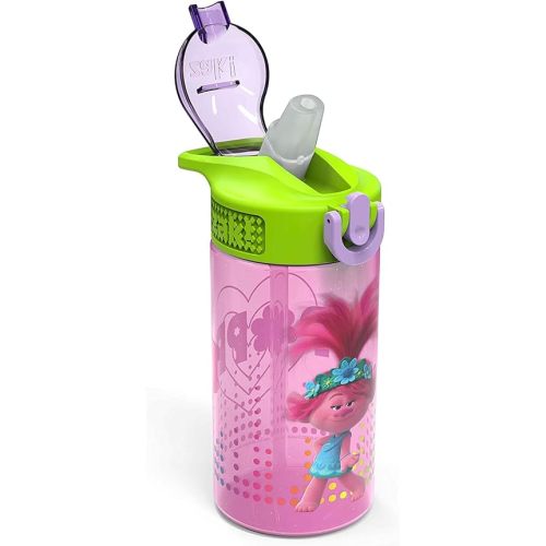 Zak Designs, Inc. Troll Friends BPA-Free Water Bottle for Kids -themed Kids Insulated Water Bottle with Push Button Spout, Ideal Water Bottle for Kids during School Days and Trips