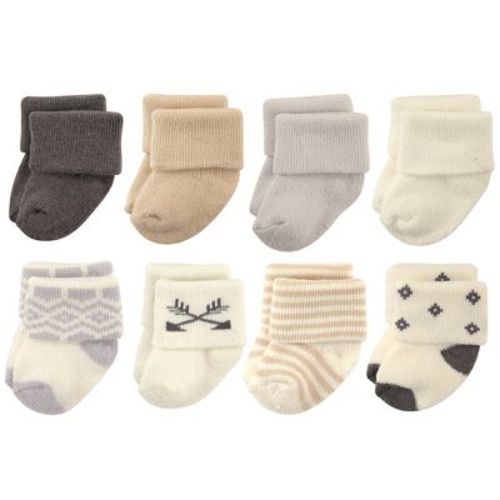 Hudson Baby Infant Unisex Cotton Rich Newborn and Terry Socks, Aztec, Size: 0-6 months