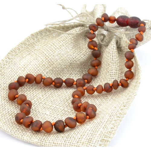 Children's Amber Necklace Made of Raw Cognac Baltic Amber