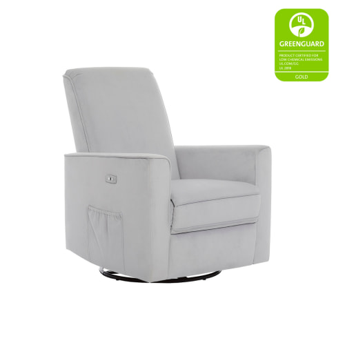 Evolur Harlow Deluxe Upholstered Glider, Power Recliner with USB Port in Misty Grey