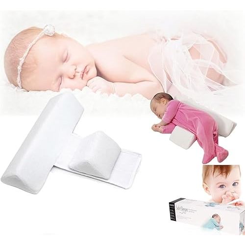 Baby Side Sleeper Wedge Adjustable,Wedge Pillow for Newborn Anti-Deflection Waist Protection,Removable Anti-Roll Sleep Positioner-White