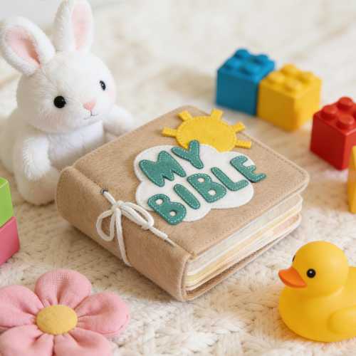 Handmade Bible Story Felt Quiet Book, Christian Montessori Activity Book, Personalized Baptism Gift for Baby, Soft Bible Busy Book