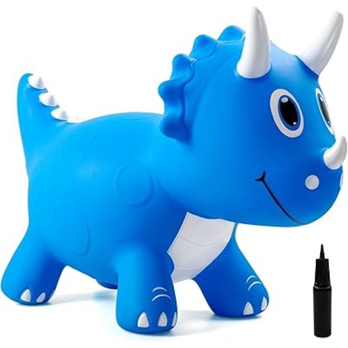 EVERICH TOY Kids Dinosaur Bouncy Animal Toys, Inflatable Triceratops Bouncer, Ride on Bounce Hopper, Indoor Outdoor Activity Birthday Gift for 18 Months 2 3 4 Years Old Boys