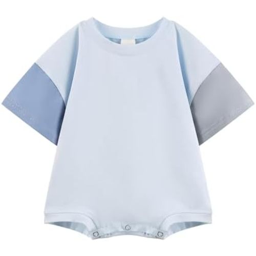Bafeicao Baby Boy Girl Bubble Romper Color Block Short Sleeve T Shirt Newborn Summer Bodysuit