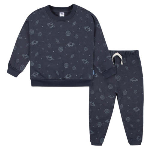 2-Piece Infant and Toddler Boys Navy Space Sweatshirt &amp; Pant Set