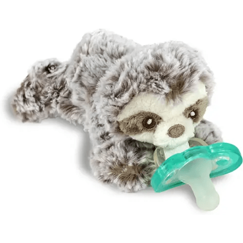 RaZbaby RaZbuddy JollyPop Pacifier Holder w/Removable Baby Pacifier - 0m+ - BPA Free - (Sloth)