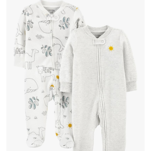Simple Joys by Carter's Baby 2-Way Zip Thermal Footed Sleep and Play, Pack of 2