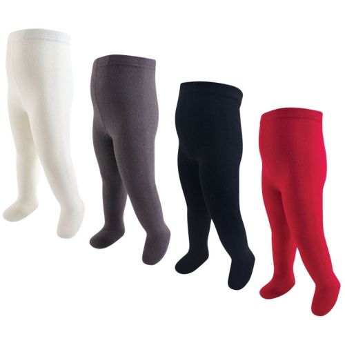 Hudson Baby Infant and Toddler Girl Cotton Rich Tights, Red Navy