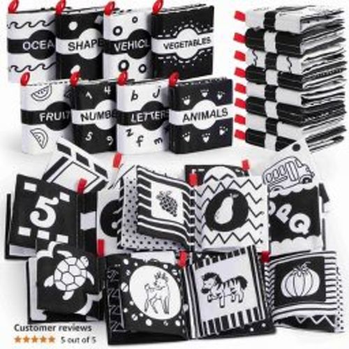 Joyfy Baby Bath Soft Books Black White Infant Nontoxic Waterproof Newborn Toys Toddler Educational Learning Toys Baby Shower Montessori Sensory 8 Pcs