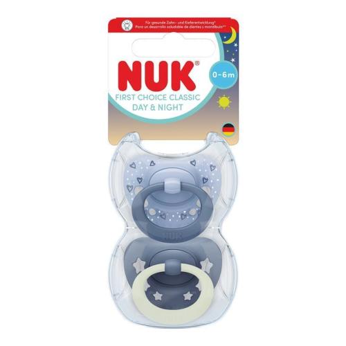NUK First Choice Classic Day and Night Soother 0-6m Blue