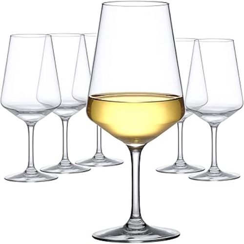 Amazing Abby - Sherry - 20-Ounce Unbreakable Tritan Wine Glasses (Set of 6), Plastic White Wine Glasses, Reusable, BPA-Free, Dishwasher-Safe, Perfect for Poolside, Outdoors, Camping, Picnic, and More