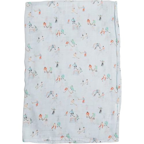 Loulou Lollipop Muslin Swaddle Blanket, 70% Rayon from Bamboo, 30% Cotton, Ice Hockey, 18-24 Months