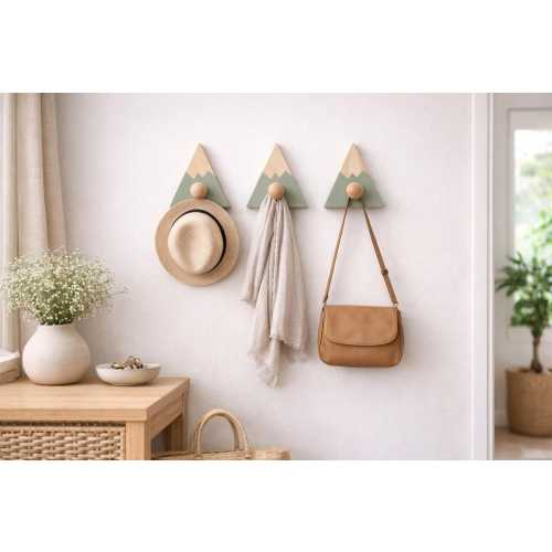 Wooden Mountain Wall Hook, Kids Room Nursery Decor, Handcrafted Adventure Theme