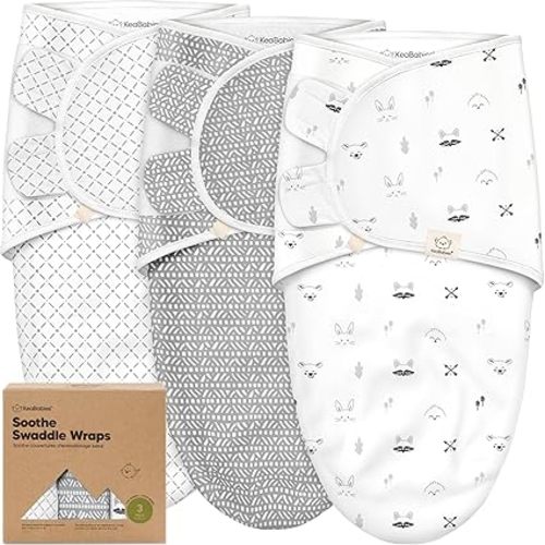 KeaBabies 3-Pack Organic Baby Swaddle Sleep Sacks - Newborn Swaddle Sack, Ergonomic Baby Swaddles 0-3 Months, Swaddles for Newborns,Baby Sleep Sack, Baby Swaddle Blanket Wrap,Baby Essentials(Nordic) - One Size