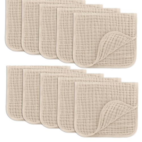Comfy Cubs Muslin Burp Cloths 20" x 10" — Sand, Pack of 10