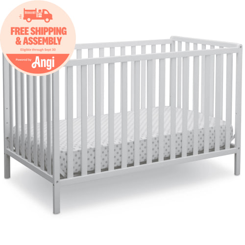 Free Shipping! Delta Children Heartland 4-in-1 Convertible Crib Bianca White with Adjustable Mattress Height