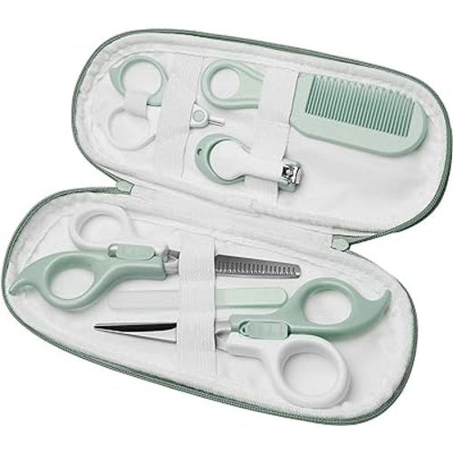 6in Baby Hair Scissors Grooming Kit, 6 in 1 Haircut Scissors Baby Nail Clipper Scissors File Nail Trimmer Set Newborn Baby Care Set for Baby Boys Girls Kids Haircut Tools(Green)