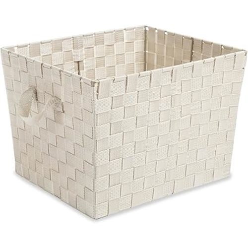 Whitmor Woven Strap Storage Tote Latte,Large