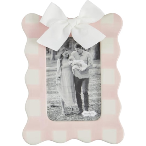 Mud Pie Vertical Pink Bow Frame; 7" x 9"