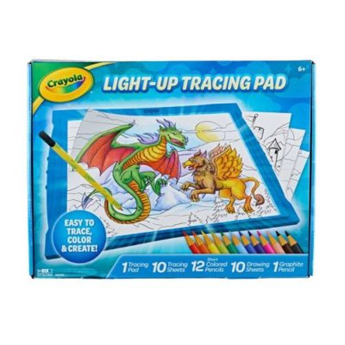 Crayola Light Up Tracing Pad Blue: Kids Drawing & Coloring Kit, Creative Activity, Includes 34 Pieces, Requires 3 Aa Batteries