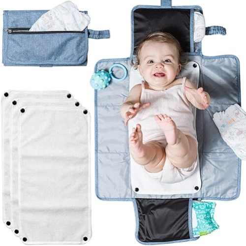 Portable Diaper Changing Pad for Baby - Travel Changing Kit with Washable Safe Pads and Built in Storage & Cushioning - Waterproof, Lightweight & Compact Baby Changing Mat for Newborn Girl & Boy