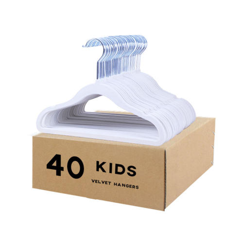 veeyidd Kids Velvet Clothes Hangers, Non Slip Baby Hangers White (11.6" Inch - 40 Pack)