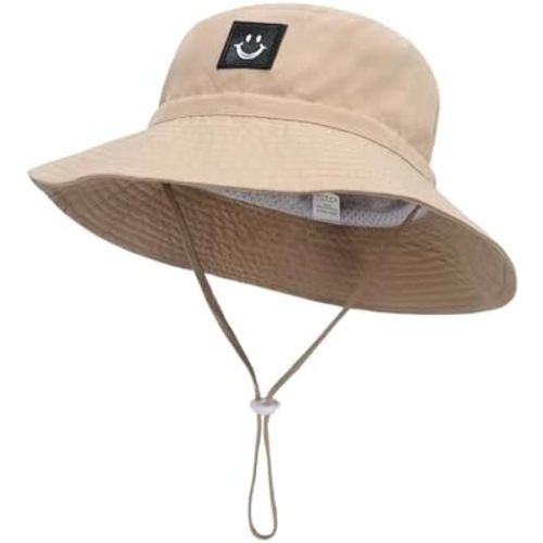 Baby Sun Hat Smiling Face UPF 50+ Beach Toddler Bucket Hat for Baby Boys and Girls, Toddler Kids Wide Brim Sun Hats Cap