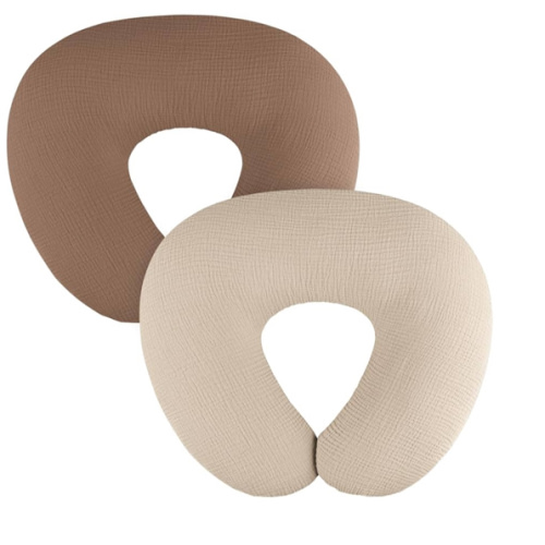 2-Pack Muslin Nursing Pillow Covers, Breathable 100% Cotton Breastfeeding Pillow Slipcovers for Standard Nursing Pillows, Soft Covers for Baby Girls and Boys with Zipper