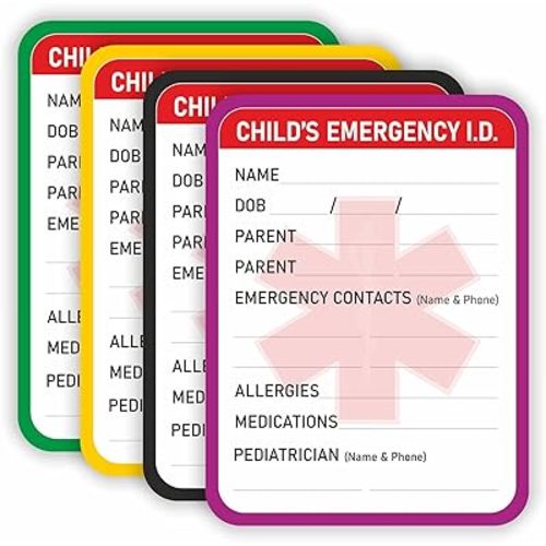 PARTH IMPEX Infant Emergency Contact Sticker - (Pack of 24) 4" x 3" Child Medical Information ICE Stickers for Kids Vehicle Baby Car Seats Windows