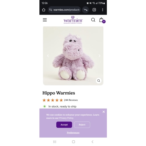 Microwavable Hippo Warmies | Warmies USA