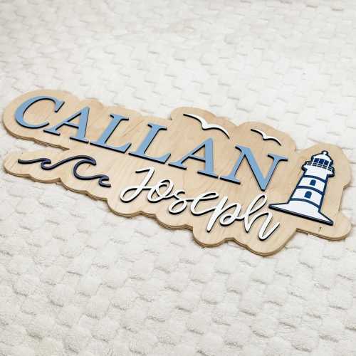 Personalized Nautical Name Sign, Beach Nursery Decor, Name Sign for Room, 3D Wooden Name Sign, Newborn Name Sign, Surf Nursery Theme