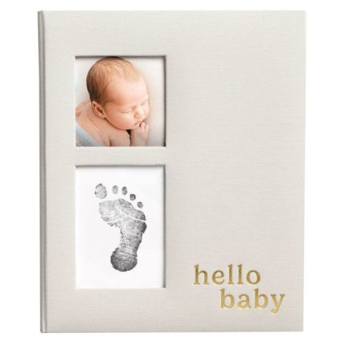 Pearhead Baby Linen Memory Book - Ivory: Hard Cover, Guided Format, 50 Acid-Free Pages