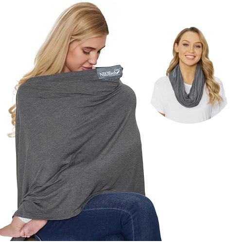 NeoTech Care Baby Nursing Cover Breastfeeding Scarf | Soft Fabric (Gray)