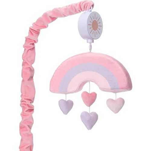 Bedtime Originals Rainbow Hearts Musical Baby Crib Mobile - Pink, Purple, Love