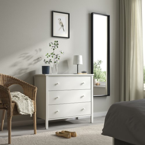 KILBERGET 3-drawer chest - white/anchor/unlock function 33 7/8x30 3/4 "
