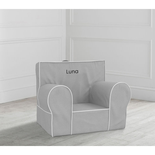 Anywhere Chair®, Gray with White Piping | Pottery Barn Kids