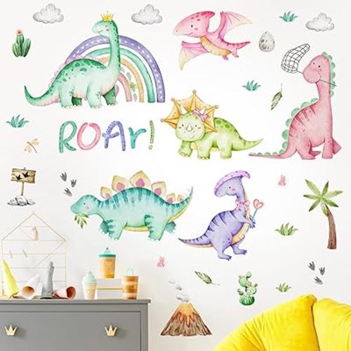 Dinosaur Wall Decals Tree Dino Wall Stickers Large Boho Decals Home Decorations for Baby Nursery Boys Girls Bedroom Playroom Kindergarten Daycare Classroom Art Decor