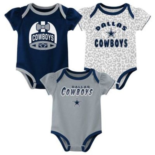 Nfl Dallas Cowboys Infant Girls' 3pk White Bodysuit - 6-9m