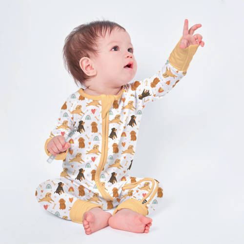 Brown Dogs Convertible Zippered Romper