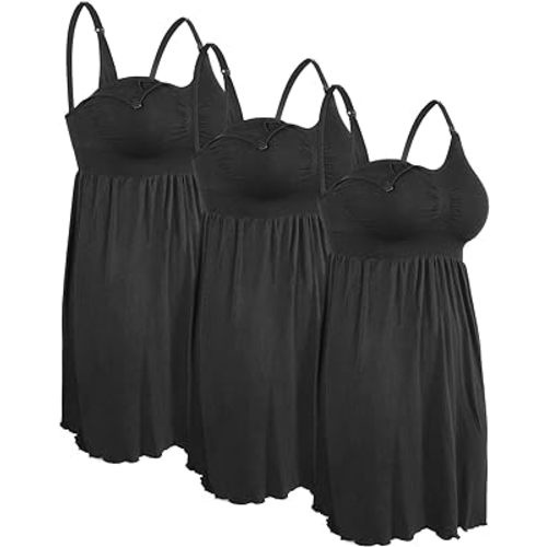 iloveSIA Nursing Gowns with Built-in Nursing Bra-3-Pack Breastfeeding Night gown-Comfort Soft for Labor Postpartum Hospital