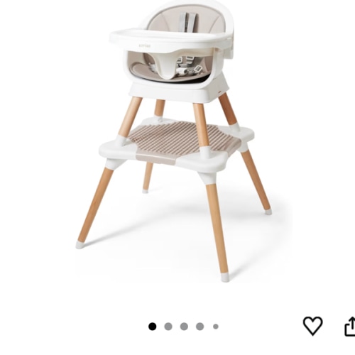 5-in-1 High Chair for Baby & Toddler - Convertible Baby Dining Seat - Portable Floor/Booster Seat - Adjustable Tray w. Cover - 5-Point Harness - Building Block Table & Chair - Stool (White)