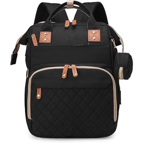 houscly Diaper Bag Backpack with Changing Station: Black Travel Baby Bags for Girls Boys Pañaleras Para Bebe Newborn Essentials Must Haves Baby Shower Gifts Baby Registry