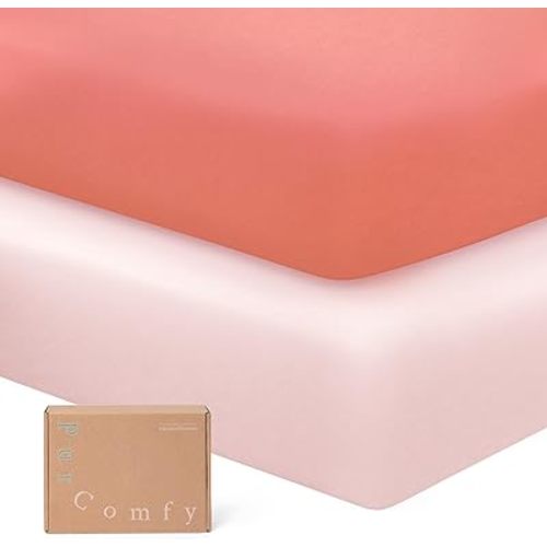 Supersoft Pack and Play Sheets Fitted, Premium Bamboo Viscose Mini Crib Sheets, Pack N Play Mattress Sheets, Graco Playard Baby Sheets Neutral for Boys Girls, 5'' Deep Pocket 2-Pack