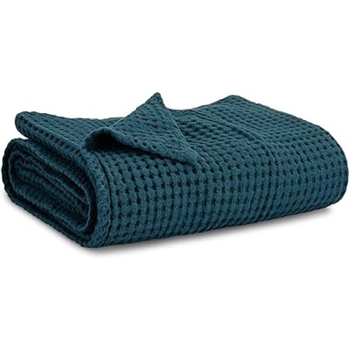 Comfy Cubs Waffle Weave Baby Blanket - 40” x 40” Cotton Blanket with Textured Design - Lightweight Swaddle for Bed, Crib, Stroller, or Couch - Soft and Cozy Cover for Toddlers, Boys & Girls - Neptune